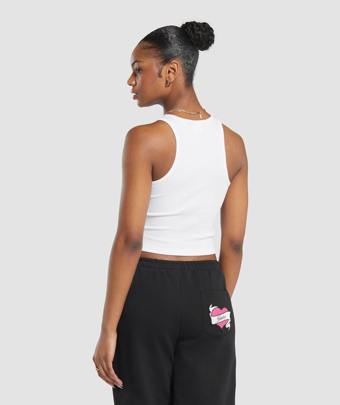 Gymshark Tattoo Midi Tank Tanktop Dames Wit | JZCH31805