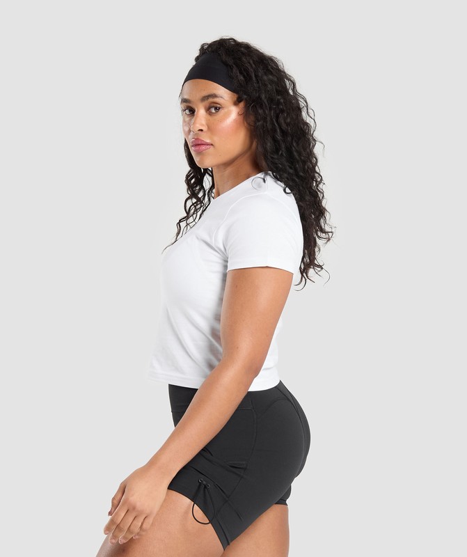Gymshark Team Baby Tee T-Shirt Dames Wit | XJKA13570