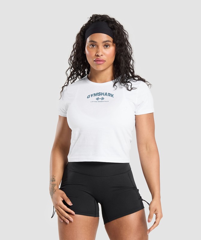 Gymshark Team Baby Tee T-Shirt Dames Wit | XJKA13570