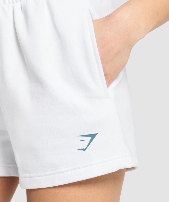 Gymshark Team Short Korte Broek Dames Wit | LXNF38914