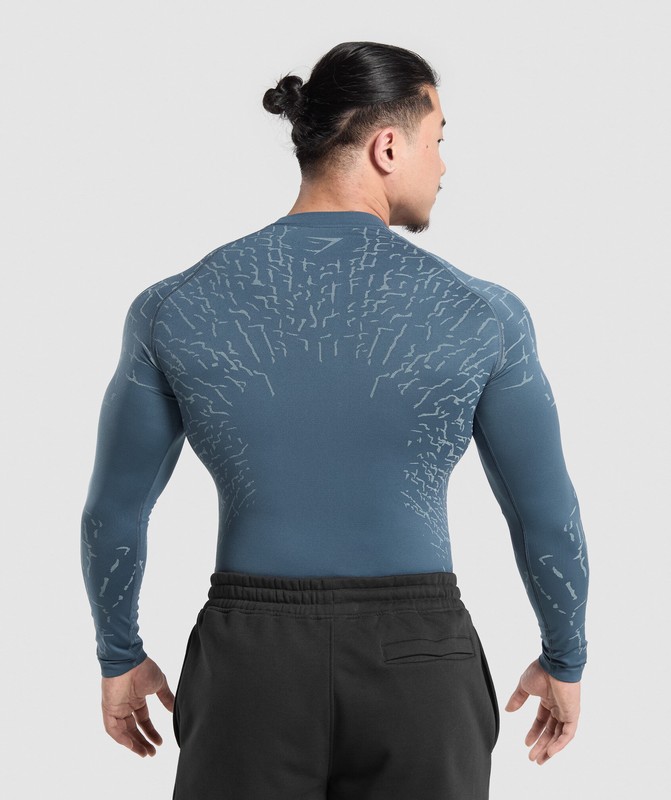 Gymshark Tectonic Seamless LS Top Top Heren Blauw Blauw | JQVZ59132