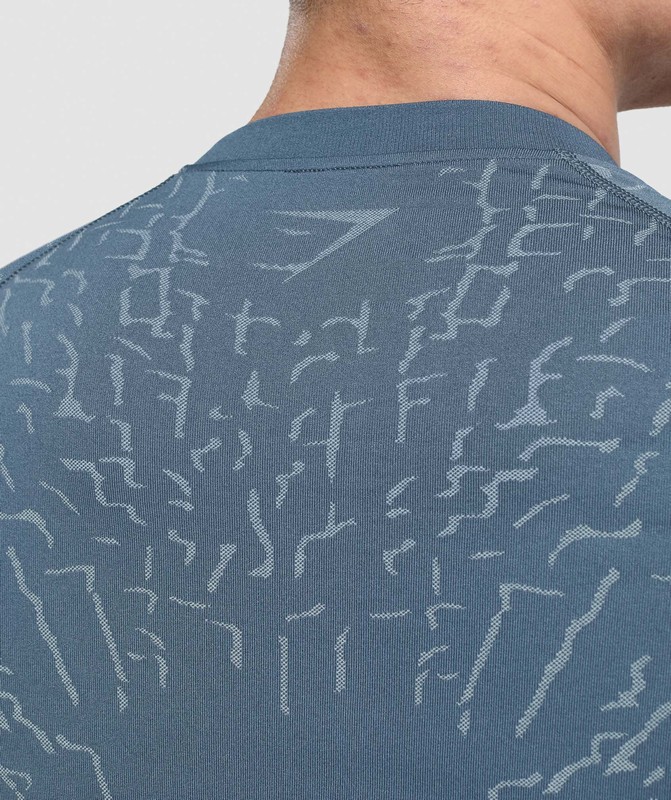 Gymshark Tectonic Seamless LS Top Top Heren Blauw Blauw | JQVZ59132