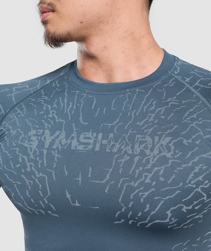 Gymshark Tectonic Seamless LS Top Top Heren Blauw Blauw | JQVZ59132