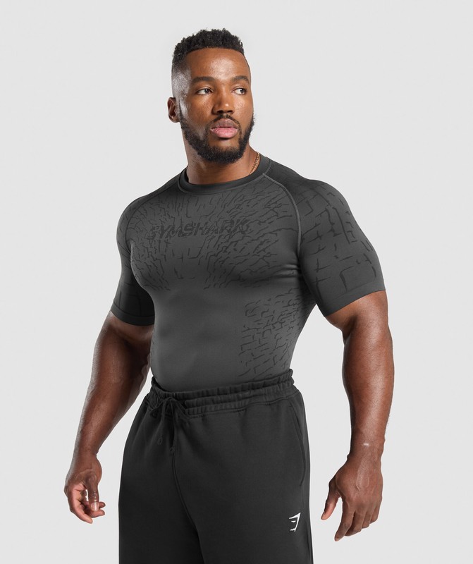 Gymshark Tectonic Seamless T Shirt T-Shirt Heren Grijs Zwart | RGVK13790