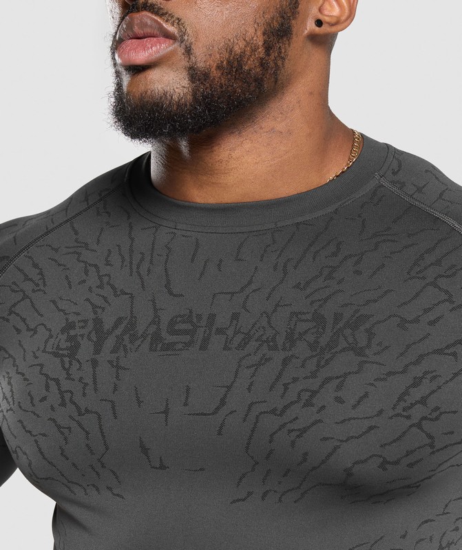 Gymshark Tectonic Seamless T Shirt T-Shirt Heren Grijs Zwart | RGVK13790