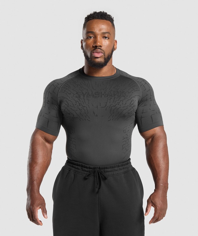 Gymshark Tectonic Seamless T Shirt T-Shirt Heren Grijs Zwart | RGVK13790