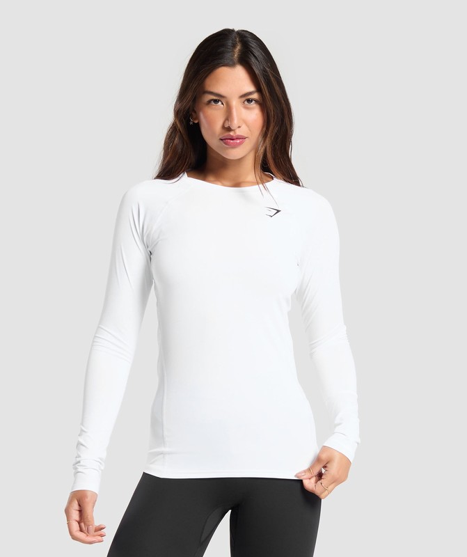 Gymshark Training Baselayer Long Sleeve Top Top Dames Wit | AVOT53468