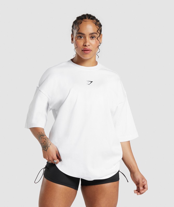 Gymshark Training Dept OS Tee GFX T-Shirt Dames Wit | RLYT46210