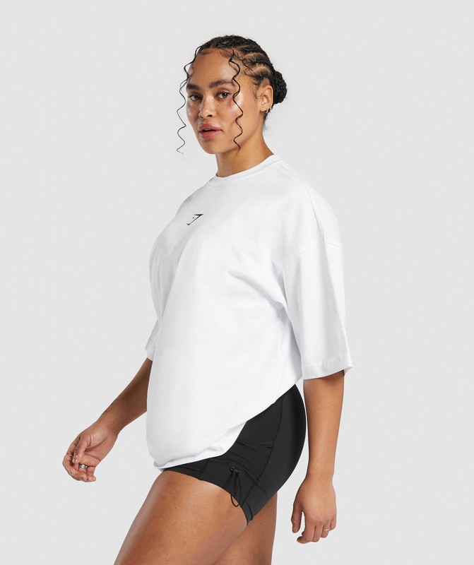 Gymshark Training Dept OS Tee GFX T-Shirt Dames Wit | RLYT46210