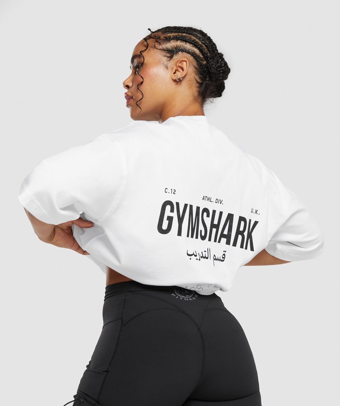 Gymshark Training Dept OS Tee GFX T-Shirt Dames Wit | RLYT46210