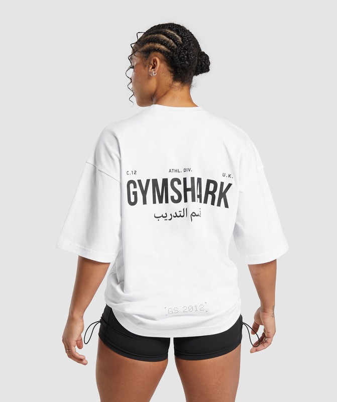 Gymshark Training Dept OS Tee GFX T-Shirt Dames Wit | RLYT46210