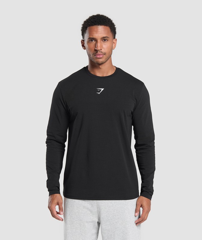 Gymshark Training Dept Reg LS Tee GFX T-Shirt Heren Zwart | DRQH46028