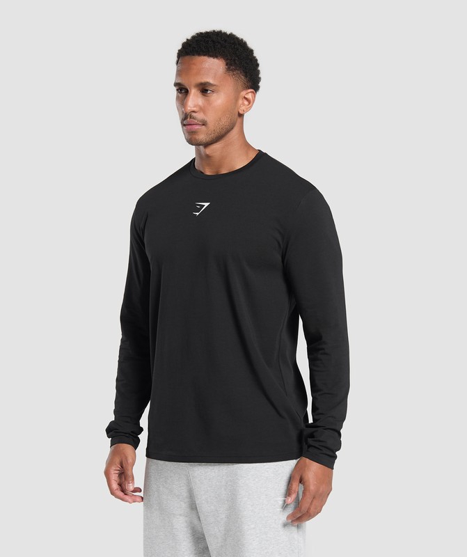 Gymshark Training Dept Reg LS Tee GFX T-Shirt Heren Zwart | DRQH46028