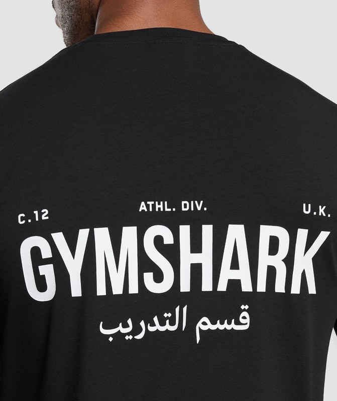 Gymshark Training Dept Reg LS Tee GFX T-Shirt Heren Zwart | DRQH46028