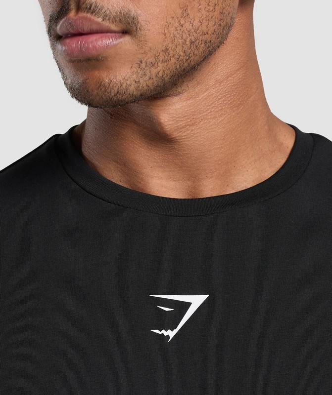 Gymshark Training Dept Reg LS Tee GFX T-Shirt Heren Zwart | DRQH46028