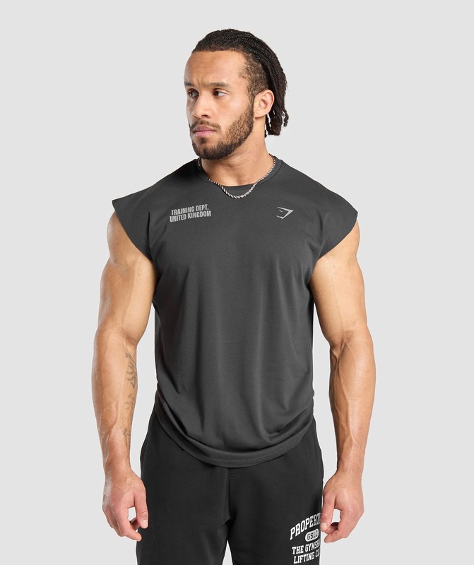 Gymshark Training Dept. UK Cut Off Tank Tanktop Heren Grijs | BLHO59127