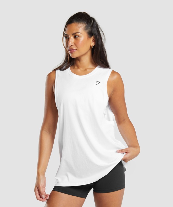 Gymshark Training Drop Arm Tank Tanktop Dames Wit | WUQX23801
