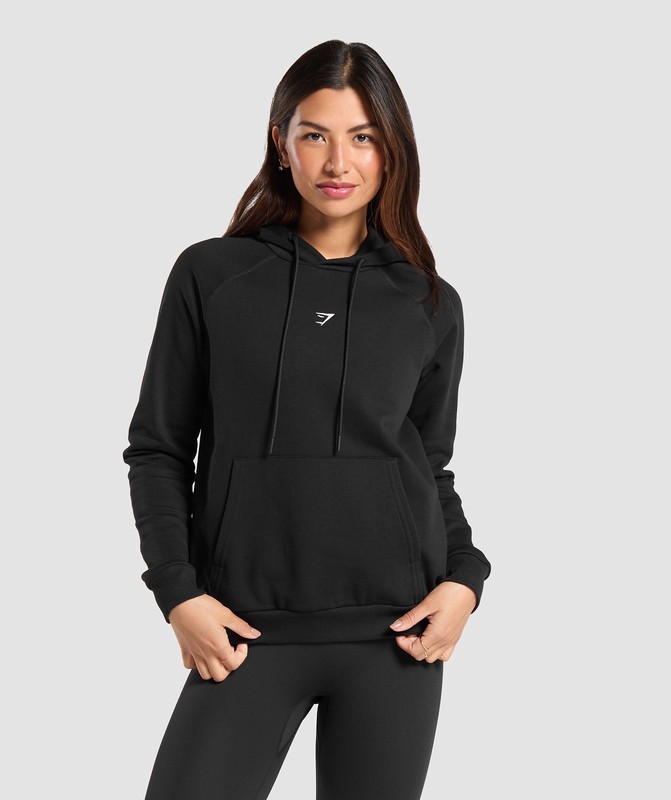 Gymshark Training Fleece Regular Hoodie Hoodie Dames Zwart | YRJC35076