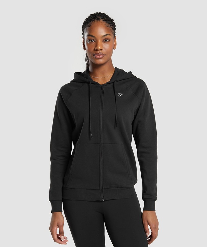 Gymshark Training Fleece Zip Hoodie Hoodie Dames Zwart | SQOW12340