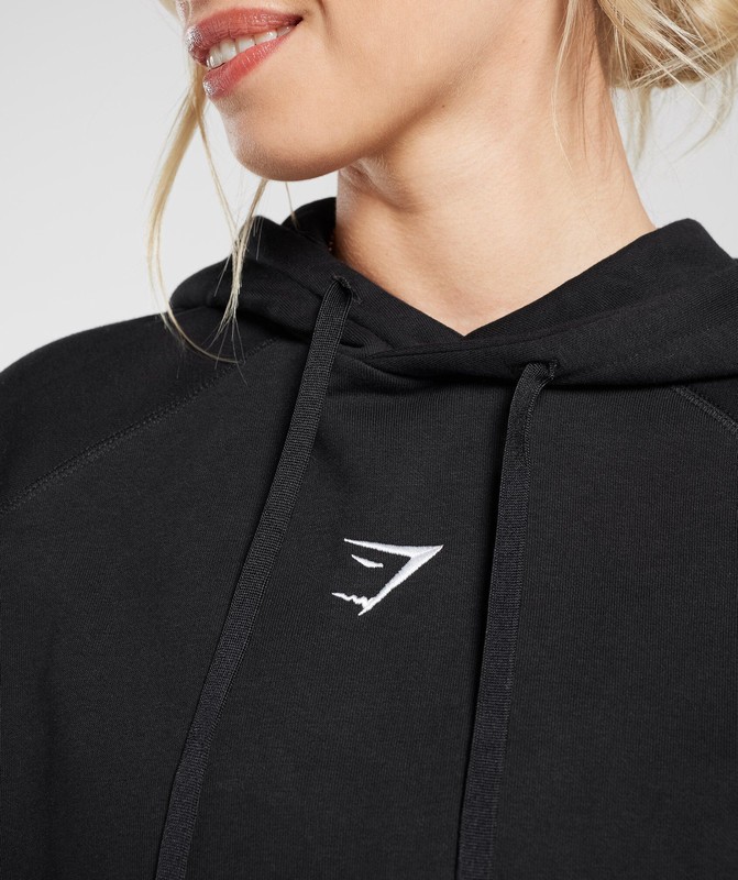 Gymshark Training Oversized Fleece Hoodie Hoodie Dames Zwart | MLIB75618