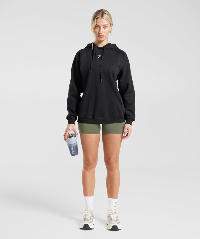 Gymshark Training Oversized Fleece Hoodie Hoodie Dames Zwart | MLIB75618