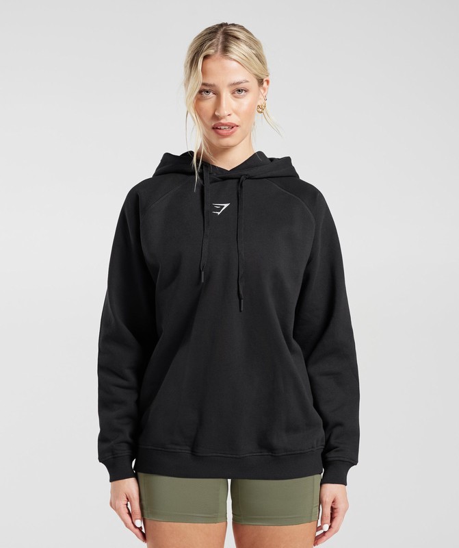 Gymshark Training Oversized Fleece Hoodie Hoodie Dames Zwart | MLIB75618