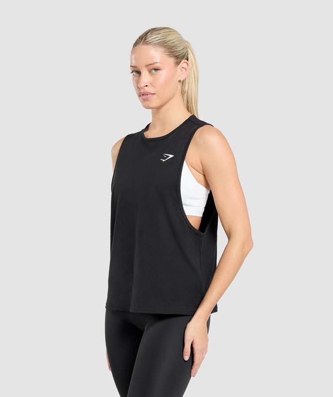 Gymshark Training Regular Length Drop Arm Tank Tanktop Dames Zwart | AFVR69805