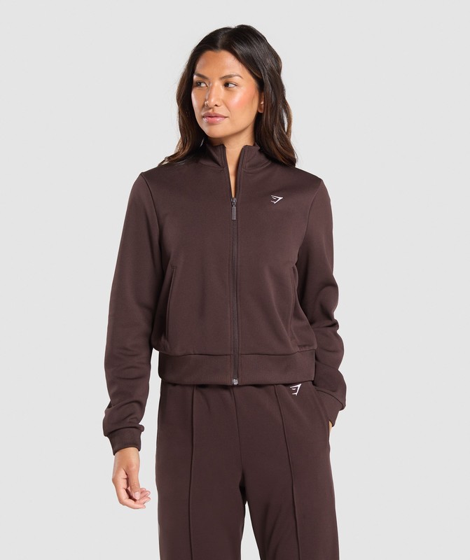 Gymshark Tricot Jacket Jas Dames Bruin | MHFU28347