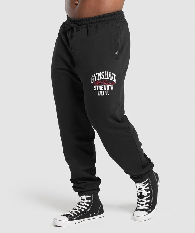 Gymshark Trophy Graphic Joggers Joggingbroek Heren Zwart | FNXS04658