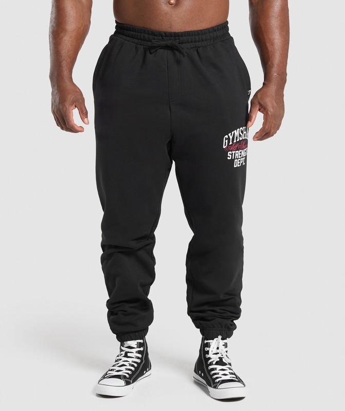Gymshark Trophy Graphic Joggers Joggingbroek Heren Zwart | FNXS04658