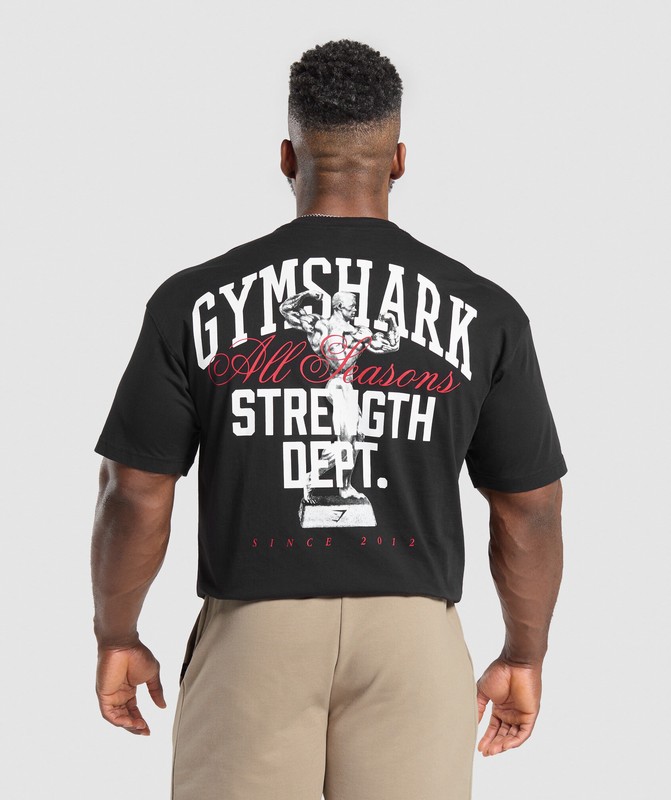 Gymshark Trophy Graphic T-Shirt T-Shirt Heren Zwart | WLQD63810