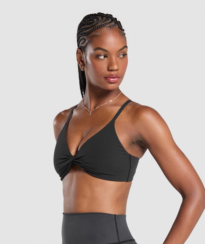 Gymshark Twist Front Bralette Bralettes Dames Zwart | LJZK27630