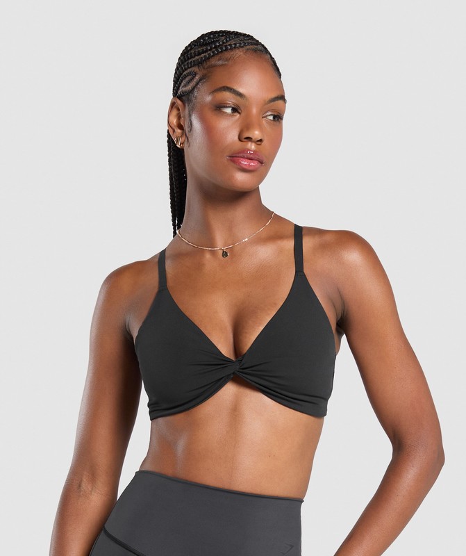 Gymshark Twist Front Bralette Bralettes Dames Zwart | LJZK27630