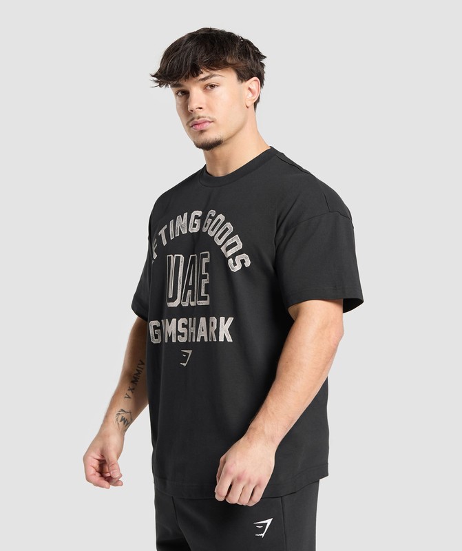 Gymshark UAE Oversized T-Shirt T-Shirt Heren Zwart | XKRQ63570