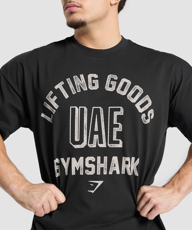 Gymshark UAE Oversized T-Shirt T-Shirt Heren Zwart | XKRQ63570