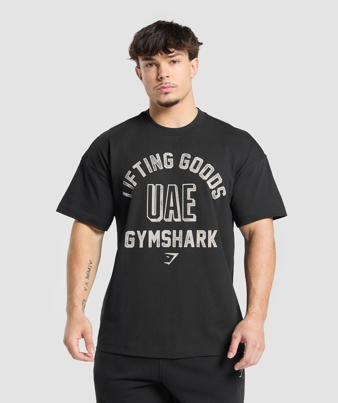 Gymshark UAE Oversized T-Shirt T-Shirt Heren Zwart | XKRQ63570