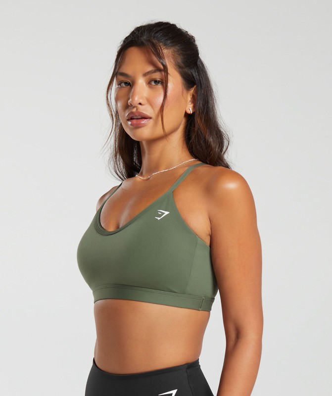 Gymshark V Neck Sports Bra Sport BH Dames Olijfgroen | CINH80367