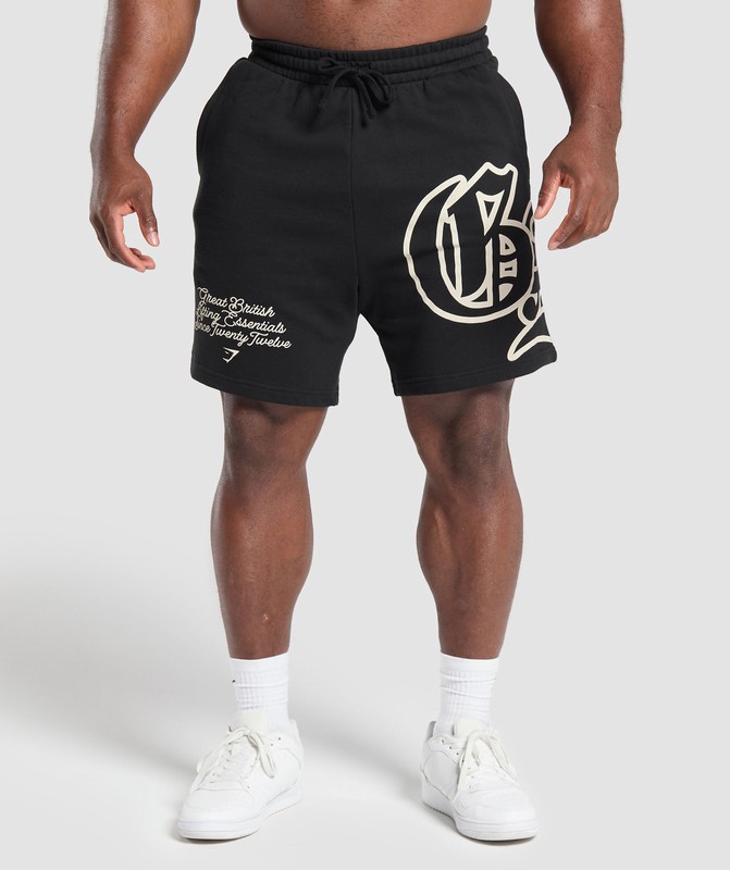 Gymshark Varsity Graphic Shorts Korte Broek Heren Zwart | XLIB30795