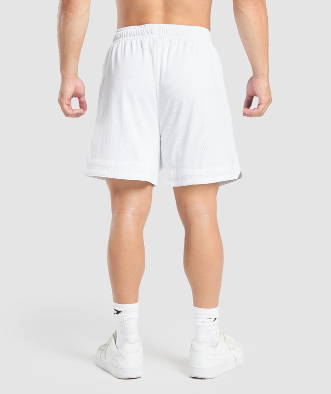 Gymshark Varsity Mesh Shorts Korte Broek Heren Wit | ENMG07613