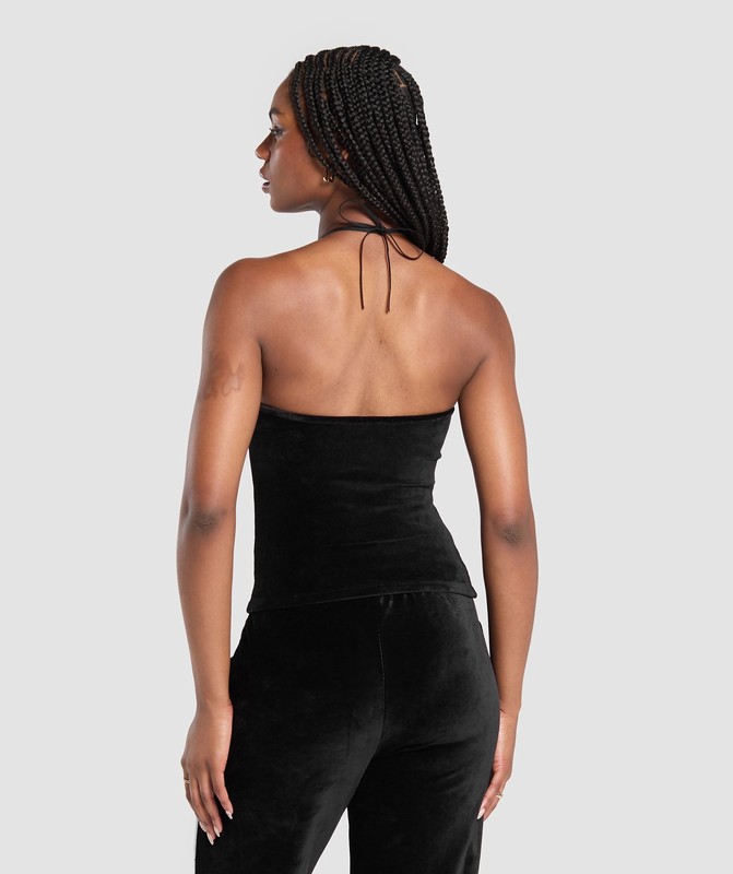 Gymshark Velour Tank Tanktop Dames Zwart | SXWQ83751