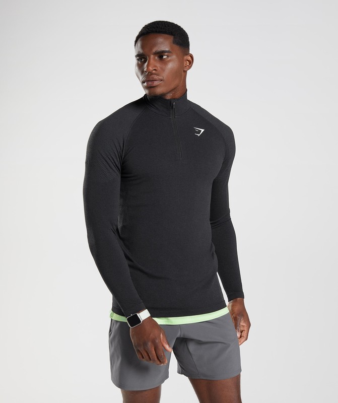 Gymshark Vital Seamless 1/4 Zip Pullover Heren Zwart Grijs | WELY40956