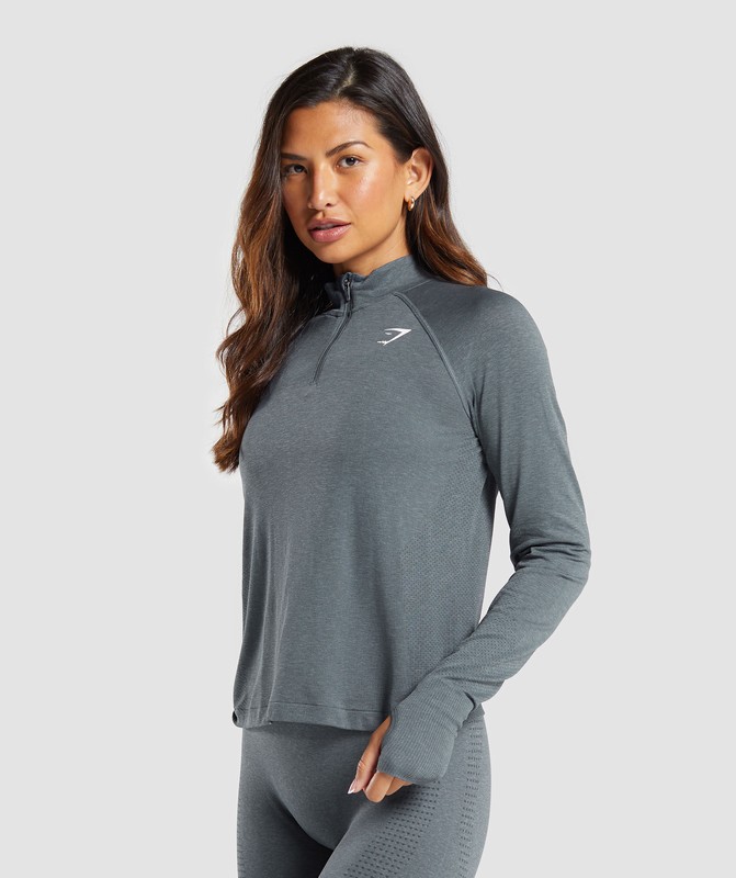 Gymshark Vital Seamless 1/4 Zip Pullover Pullover Dames Grijs | YXGF54290