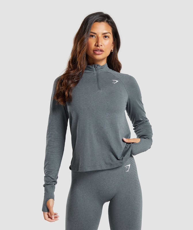 Gymshark Vital Seamless 1/4 Zip Pullover Pullover Dames Grijs | YXGF54290
