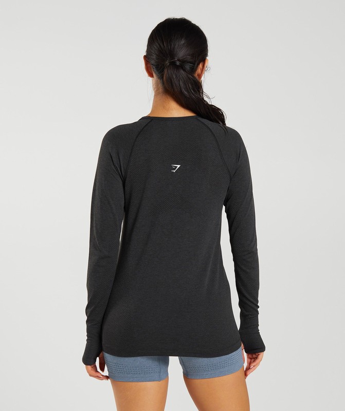 Gymshark Vital Seamless 2.0 Light Long Sleeve Top Top Dames Zwart | YFDT31980