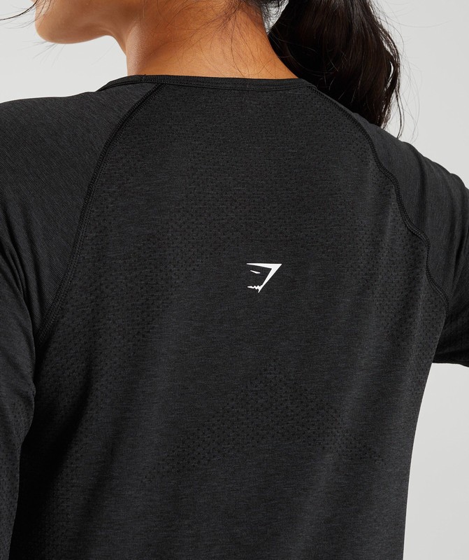 Gymshark Vital Seamless 2.0 Light Long Sleeve Top Top Dames Zwart | YFDT31980