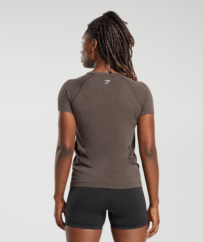Gymshark Vital Seamless 2.0 Light T-Shirt T-Shirt Dames Bruin | ZUMP84730