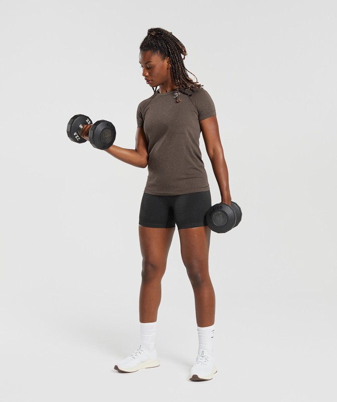 Gymshark Vital Seamless 2.0 Light T-Shirt T-Shirt Dames Bruin | ZUMP84730