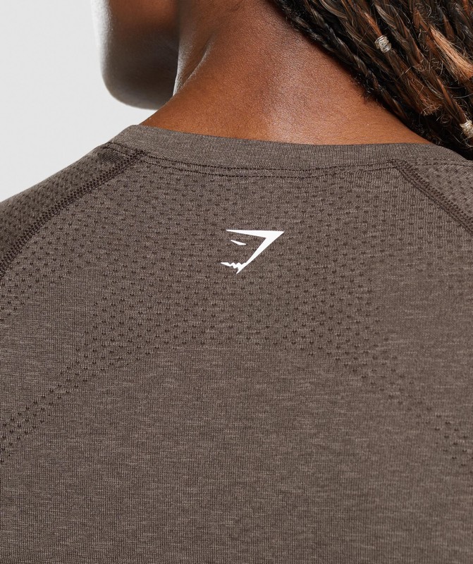 Gymshark Vital Seamless 2.0 Light T-Shirt T-Shirt Dames Bruin | ZUMP84730