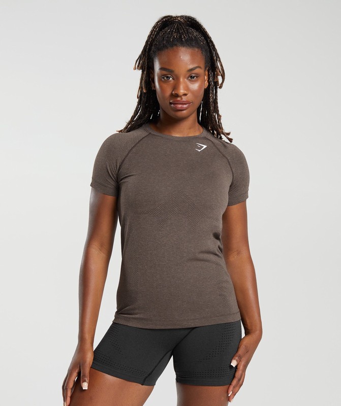 Gymshark Vital Seamless 2.0 Light T-Shirt T-Shirt Dames Bruin | ZUMP84730