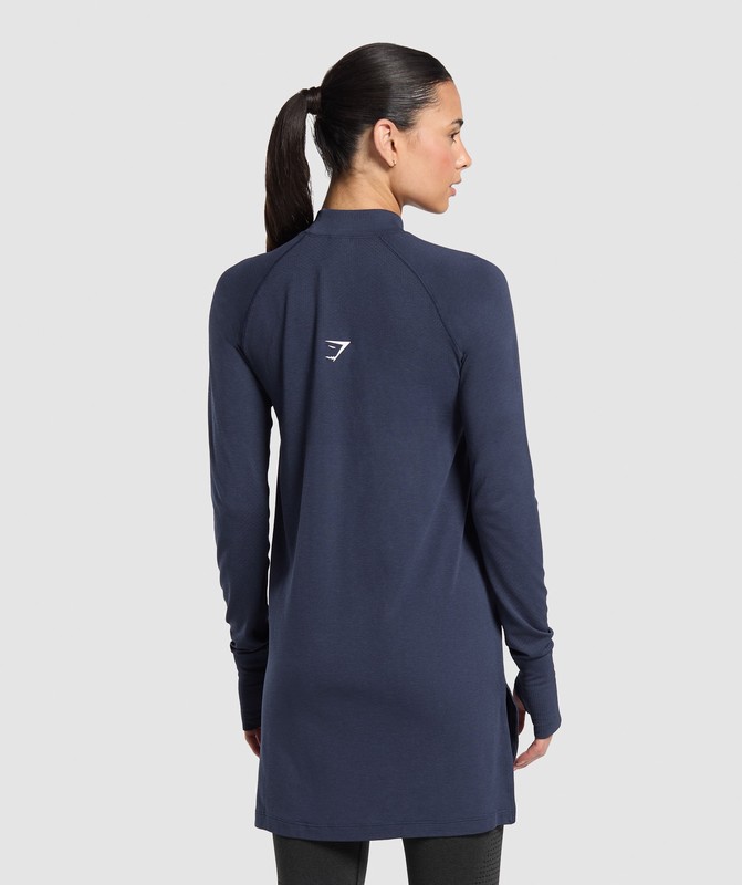 Gymshark Vital Seamless 2.0 Long Line Top Top Dames Blauw | EMAW92057